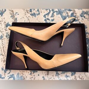 Camel leather Prada heels